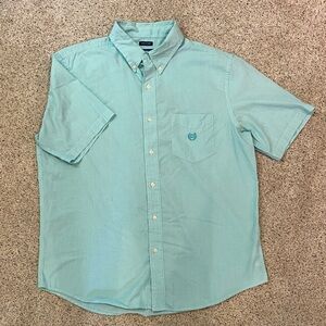 Chaps Aqua Short Sleeve Button Down Shirt
